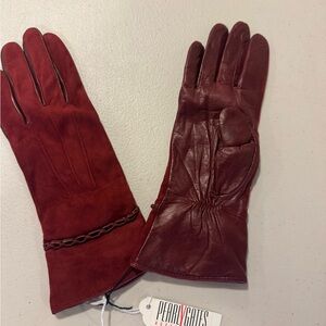 Women's Red Leather Gloves